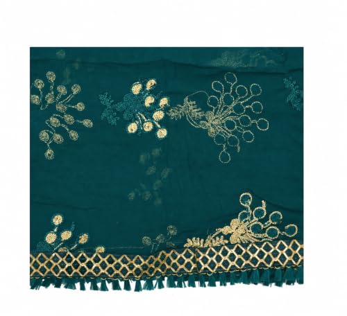 Image of YOUTHQUAKE Heavy Embroidered Work Chiffon Dupatta for Womens & Girls With Fancy Lace
