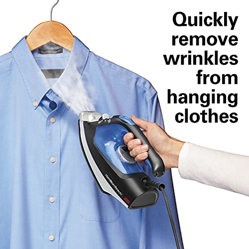 Hamilton Beach Iron 2-In-1 Handheld Iron & Garment Steamer For Clothes With Continuous Steam Nozzle, Nonstick Soleplate, 1200 Watts, Blue/Black (14525) #TOP4
