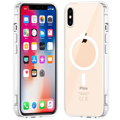 Image of amazon basics Clear Magnetic Case Cover for Apple iPhone X [Compatible with MagSafe Accessories] Slim Shockproof Magnetic Transparent Phone Cover Case