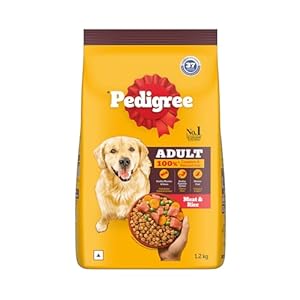 Pedigree Adult Dry Dog Food, Meat & Rice, 1.2 kg, Contains 37 Essential Nutrients, 100% Complete & Balanced Food for Adult Dogs
