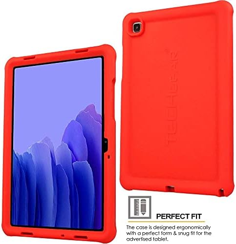 TECHGEAR Bumper Case fits Samsung Galaxy Tab A7 10.4" 2022/2020 (SM-T500 / SM-T505 / SM-T509) Rugged Shockproof Soft Silicone Easy Grip Anti-Slip Case with Screen Film, Kids Proof Case [Red]