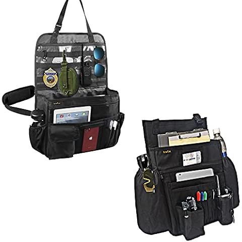 ECWKVN Car Front Seat Organizer,Police Car Seat Organizer Front Seat,Law Enforcement Backseat Organizer Mullti-Pockests Travel Bag Fit Any Car/Truck Cover