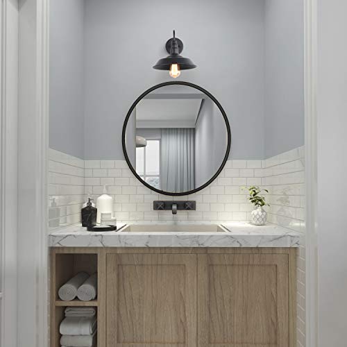Image of LALUZ 2 Packs Black Wall Sconce, Goose Neck Barn Light Fixture, Farmhouse Vanity Light for Bedroom, Bathroom, Kitchen
