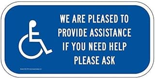 ComplianceSigns.com We Are Pleased To Provide Assistance If You Need Help Please Ask Reflective Sign, Blue Reflective, 12x6 inch on 80 mil Aluminum