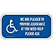 ComplianceSigns Aluminum Handicap Assistance Sign, Reflective 12 x 6 in. with Accessibility info in English, Blue