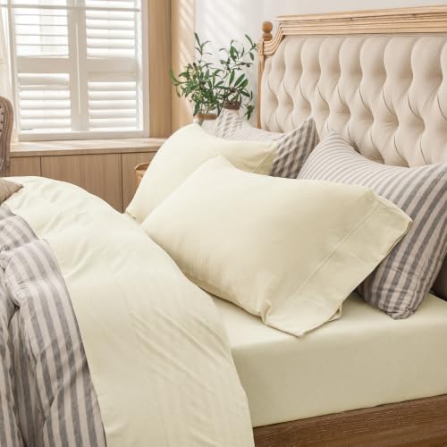PURE ERA Jersey Knit Sheet Set Solid Creamy White Twin