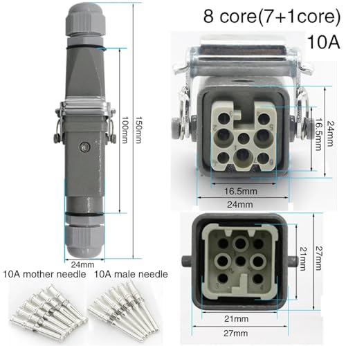 Conector industrial resistente 8 pines 250V 10A miniatura 7