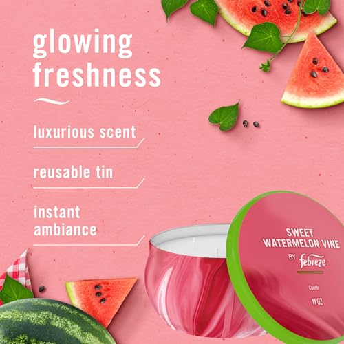 Image of Febreze Scented Candle, Sweet Watermelon Vine Scent, 11 oz 4 Wick Candle, Single Pack