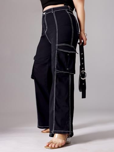 Image of Miss Chase A+ Women's High Rise Regular-Length Stretchable Denim Wide-Leg Shaping Jeans