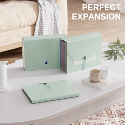 ThinkTex Accordion File Organizer, 12 - Pocket Expanding File Folders for Paper Receipts, Bills&Taxes Organizer, Letter/A4 Size Document Holder for School, Office, Home with tabs-Sage Green by ThinkTex - Image 4
