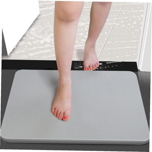 Alfombra de baño absorbente gris de 40x30 cm con secado rápido y base antideslizante 5