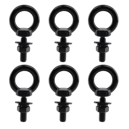 Image of Antrader Lifting Shoulder Eye Bolts,Black Eye Bolt,M8 x 30mm,Black,6 Sets | M8 Machinery Shoulder Lifting Eye Bolt with Lock Nuts,Lock Washers,Flat Washers