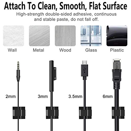 50pcs Upgraded Cable Clips with Strong Adhesive Tapes,Wire Clips,Cord Organizer,Wire Organizer,Cord Holder,Wire Management for Car,Office and Home(Black) - Thumbnail 3
