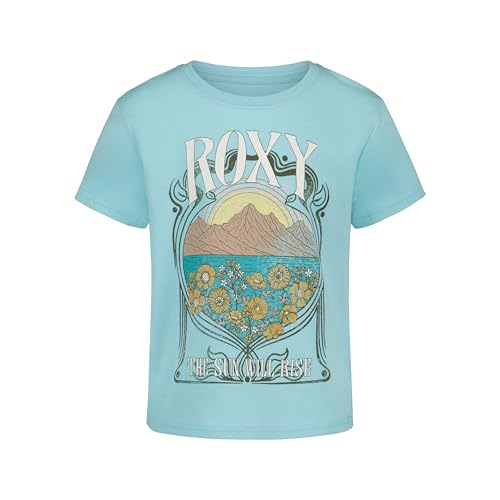 Image of Roxy Girls' Short Sleeve Boyfriend Fit Logo Tee, Crew Neck Graphic T-Shirt, Soft & Comfortable
