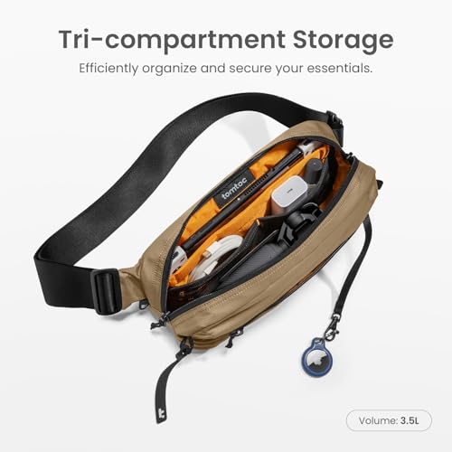 Image of tomtoc 3.5L Sling Bag with RFID Blocking, Crossbody Bag Chest Shoulder Pack for Men and Women, Water-resistant Lightweight Casual Waist Fanny Pack for Travel /Daily Use