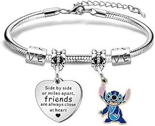 HEYEJET Friend Gifts Bracelet for Teen Girls Best Friend Stitch Gifts Silver Snake Bracelet Jewellery for Christmas Birthday Gifts