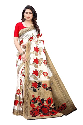 Sari en soie indienne imprimé floral chic avec chemisier assorti