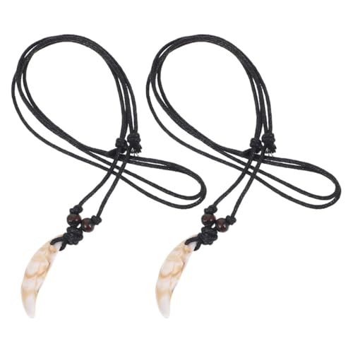 Outanaya Collares de Acrílico Colgantes de Diente Falso, 2 Piezas Color Concha, Joyería Unisex para Uso Diario y Eventos Informales