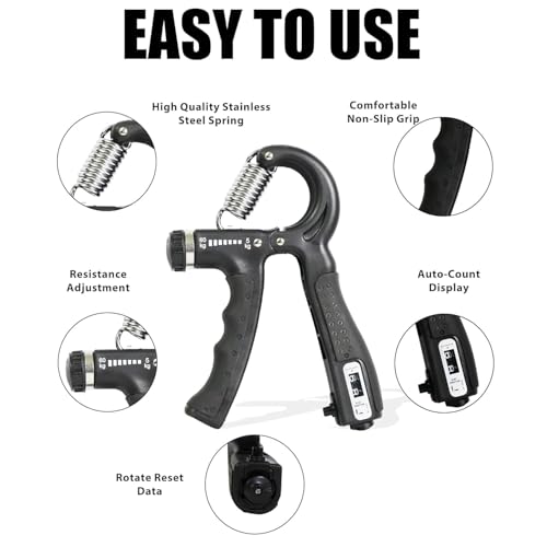 Image of 5KG To 100KG Weight Adjustable Hight Quality Hand Gripper for Men & Women |Hand Grip|Finger Exerciser|Power Gripper|Hand Exerciser Equipment|Hand Strengtheners with Counter finger gripper (Black Counter)