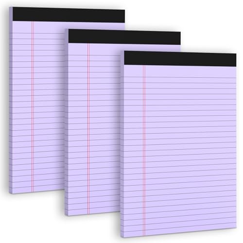 Image of Purple Legal Pad 8.5 x 11 Wide Ruled Note Pads, 3 Pack Notepads 8.5 x 11