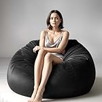 Bean Bag Chair for Adults, Oversized Bean Bag Couch for Gaming, Reading, and Relaxation, 4FT High-Rebound Memory Foam Bean Bag Sofa with Removable Cover, Black - Image 2