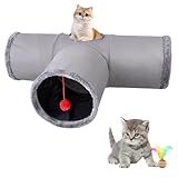 Katzenspielzeug,Faltbarer Katzen Tunnel, Bunny Tunnel, 3-Wege Katzen Tunnel mit Spielball, Haustier Spielzeug,Kleintiere Tunnel, Katze Tunnel Geeignet für Innen und Außenbereich