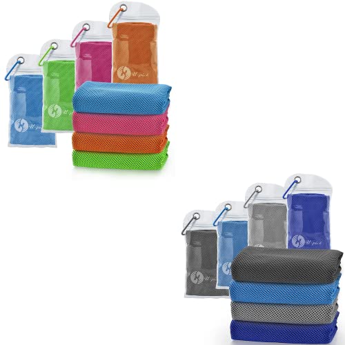 U-Pick 8 Packs Cooling Towel (40"X 12"),Ice Towel,Microfiber Towel,Soft Breathable Chilly Towel For Yoga,Sport,Gym,Workout,Camping,Fitness,Running,Workout & More Activities #TOP17