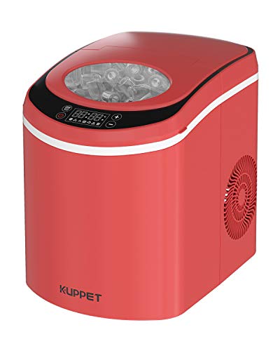 Kuppet Portable Ice Maker Machine For Countertop With Led Display Self-Cleaning Electric Ice Maker With Scoop And Basket, 9 Ice Cubes Ready In 6 Mins, 26 Lbs Ice In 24 Hrs(Red) #TOP8