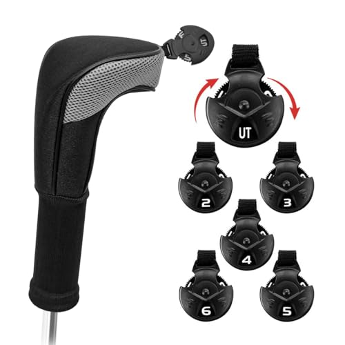 3pcs Golf Headcovers Set 1 3 h - Golf Club Covers for Driver Fairway Wood and Hybrids Grey and Black Driver Headcover 3 Wood Hybrid Head Covers