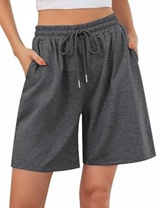 Jezonga Shorts Damen Sporthose Kurz Sport Shorts Jogginghose Sommer mit Taschen Sportshorts Hohe Taille Trainingshose Kurze Short High Waist Elastischer Bund zum Fitness Running Gym Dunkelschwarz XL