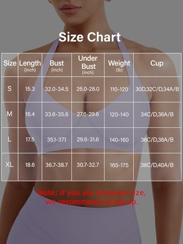 Image of YEOREO Women Halter Sports Bra Light Support V Neck Padded Strappy Open Back Workout Gym Tops
