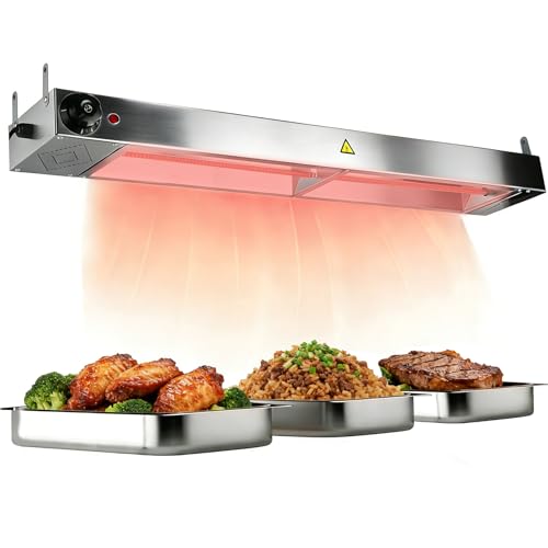 Wärmelampe Küche Gastro Hängend Wärmelampe Gastronomie für Speisen Edelstahl Speisenwärmer Lampe Lebensmittel Wärmelampe für Buffet und Hotels 30-85 Einstellbare Temperatur (1PC 60cm)