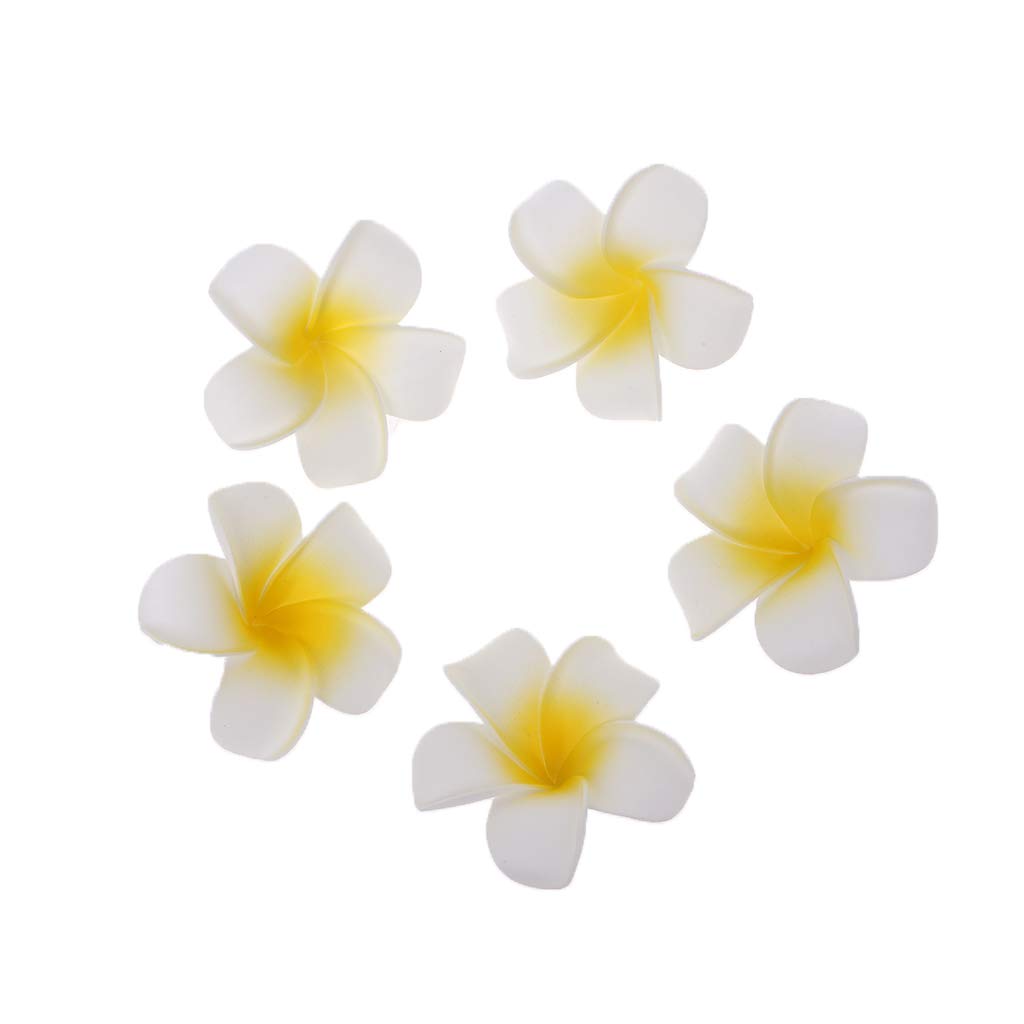 Kalttoy 5pcs Plumeria Hawaiian Foam Frangipani Flower Wedding Party Decoration Hairpin Artificial Flowers for Decoration White