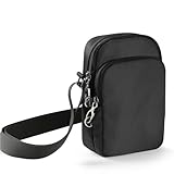 Keanoo Small Crossbody Bag for Women Men RFID Blocking Anti-theft Crossbody Purse with Locking Zippers Sling Bag for Travel, Black, Small