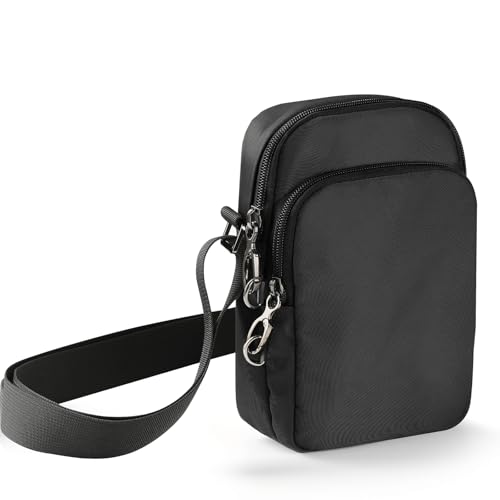 Keanoo Small Crossbody Bag for Men Women RFID Blocking Anti-theft Crossbody Shoulder Bags with Locking Zippers Casual Sling Bag for Travel(Black)