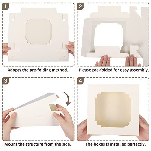 Tomnk 60Pcs 8X8X2.5 Inches Cookie Boxes With 2 Style Windows White Bakery Boxes Pastry Boxes Dessert Boxes Cake Boxes For Chocolate Strawberries Pie #TOP2