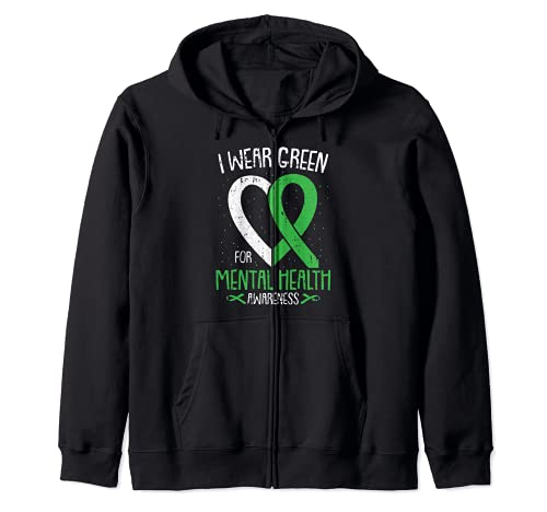 I Wear Green For Mental Health Ruban Warrior Sweat à Capuche