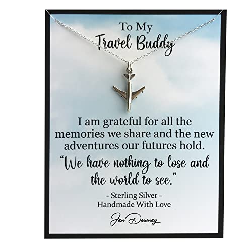 Travel Buddy Meaningful Gift Idea Sterling Silver Airplane Necklace Grateful For The Memories