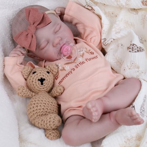 Image of EKOKIZ Lifelike Reborn Baby Dolls, 20-Inch Realistic Baby Doll Girl Soft Cloth Body Newborn Doll with Complete Accessories for Kids Age 3+ Real Life Dolls, Lovely & Pretty Girls