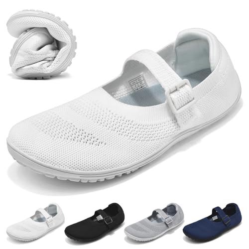 Wizshoe Ballerines Barefoot Femme Ballerine Confortables Chaussures D’été Plates Slip on Walking Flats Ballerine Rond en Maille avec Bride et Boucle...