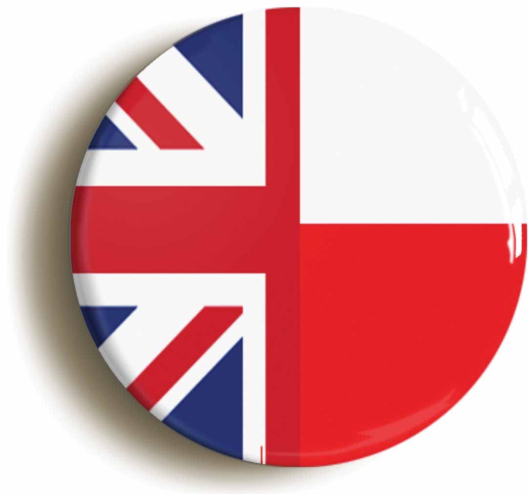 United Kingdom Poland Split Flag Fridge Magnet (Circular 2inch / 50mm Diameter)