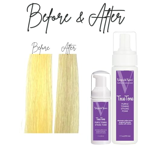 Image of Virgo de Novo Purple Toning & Styling Foam - Brightens Blondes - Brondes - Removes Yellow & Brassy Tones on Balayaged, Bleached, or Highlighted Hair - Adds Natural Body - 1.7 oz