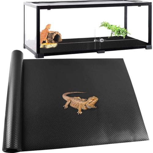Image of Large Size 24 inchX 118 inch Reptile Carpet, Reptile Mat, Bearded Dragon, Bearded Dragon Tank Flooring, Snake Bedding, Bearded Dragon Tank Accessories (24 inchX 118 inch, 1 PCS Black Thicker Mat)