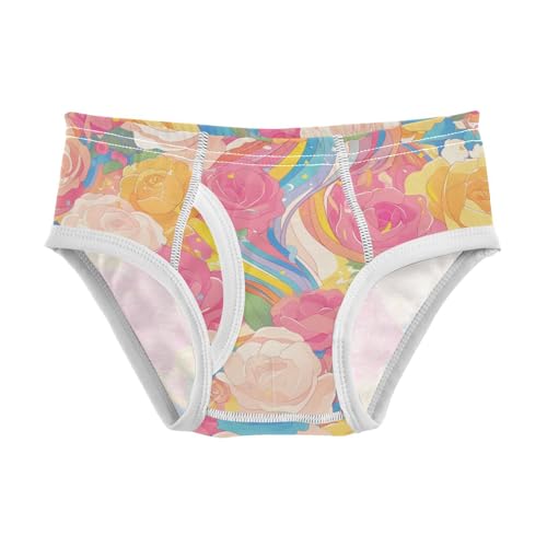 KLL Floral Pattern Red Roses Toddler Boys' Pure Cotton Boxer Briefs Breathable Undies