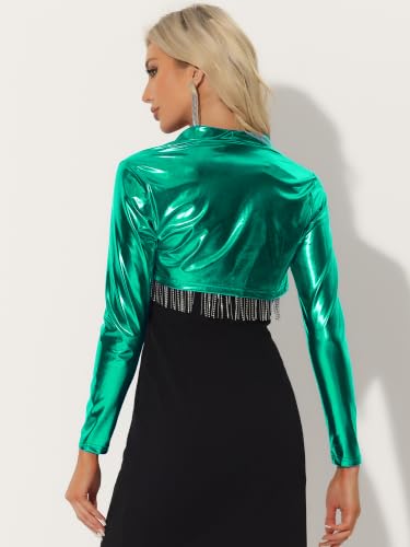 Image of Allegra K Women's Bolero Jackets Holographic Shrug Open Front Metallic Shiny Cropped Cardigan