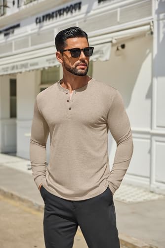 COOFANDY Men's Henley Shirts Long Sleeve Casual Button Shirts Fashion Lightweight Pullover Shirts2