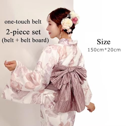 Women Japanese Heko Obi Belt Waistband With Belt Board 2-Piece Set Sash Belt for Japanese Style Yukata Robe and Kimono2