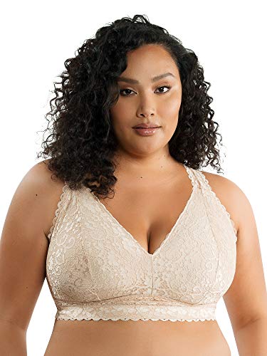PARFAIT Adriana P5482 Women's Curvy and Full Bust Supportive Wire-Free Lace Bra -Bare-32H