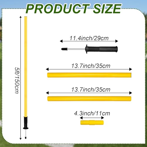 Rainmae Slalomstangen Fussball Set Slalom Poles 4 Slalom Stangen mit Federgelenk Sprunghafte für Koordinationstraining, Slalom, Fußball, Hundesport Gelb 150 cm