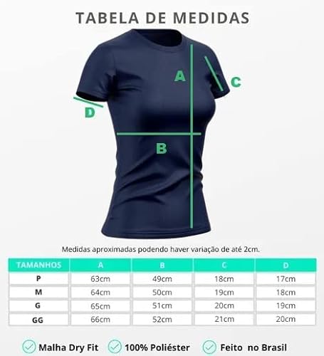 Kit 3 Camisetas Dry Fit Feminina Academia Treino Corrida Proteção UV Poliéster (BR, Alfa, M, Regular